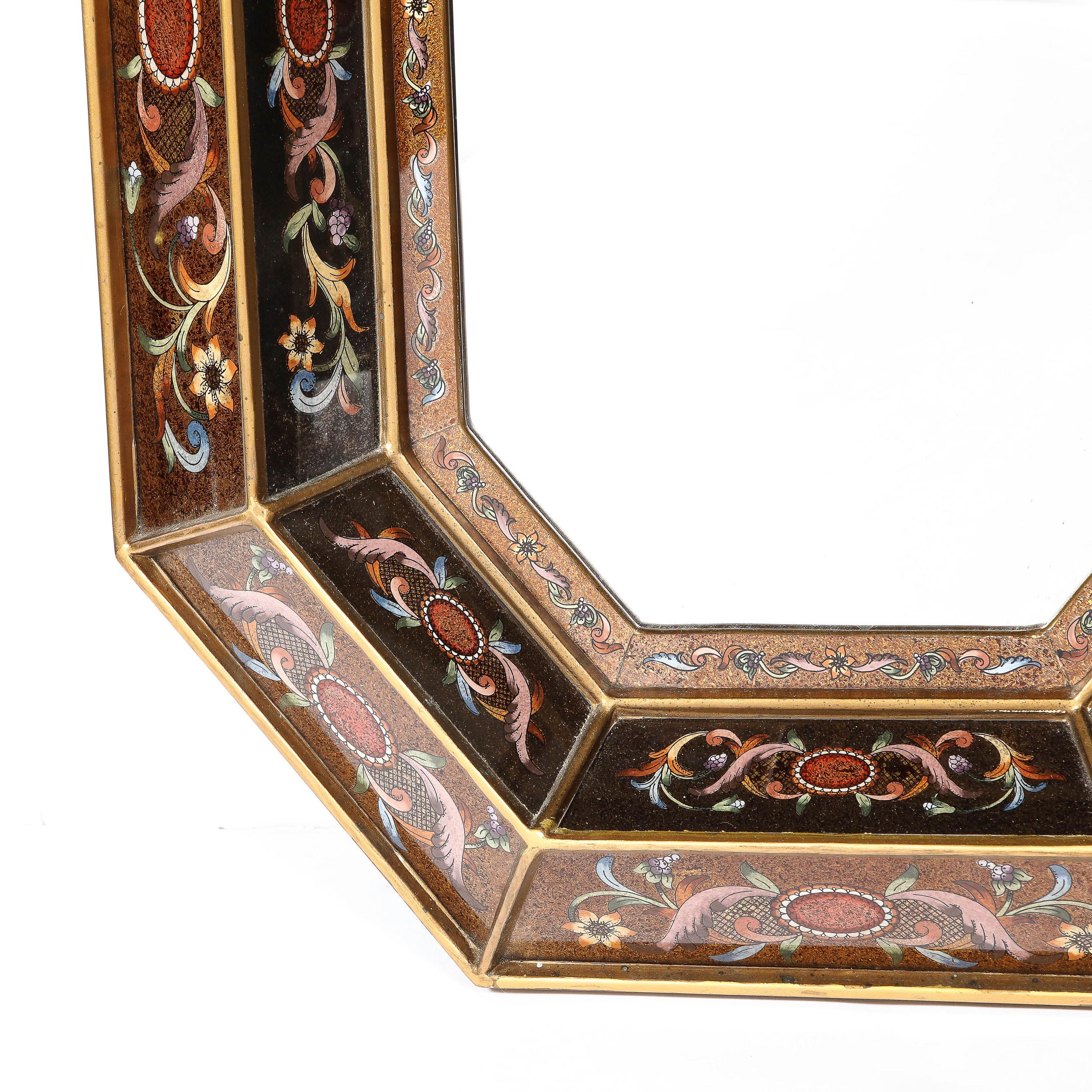 Mid-20th Century Mid Century Octagonal Shadowbox Mirror with Neoclassical Eglomisé Detailing