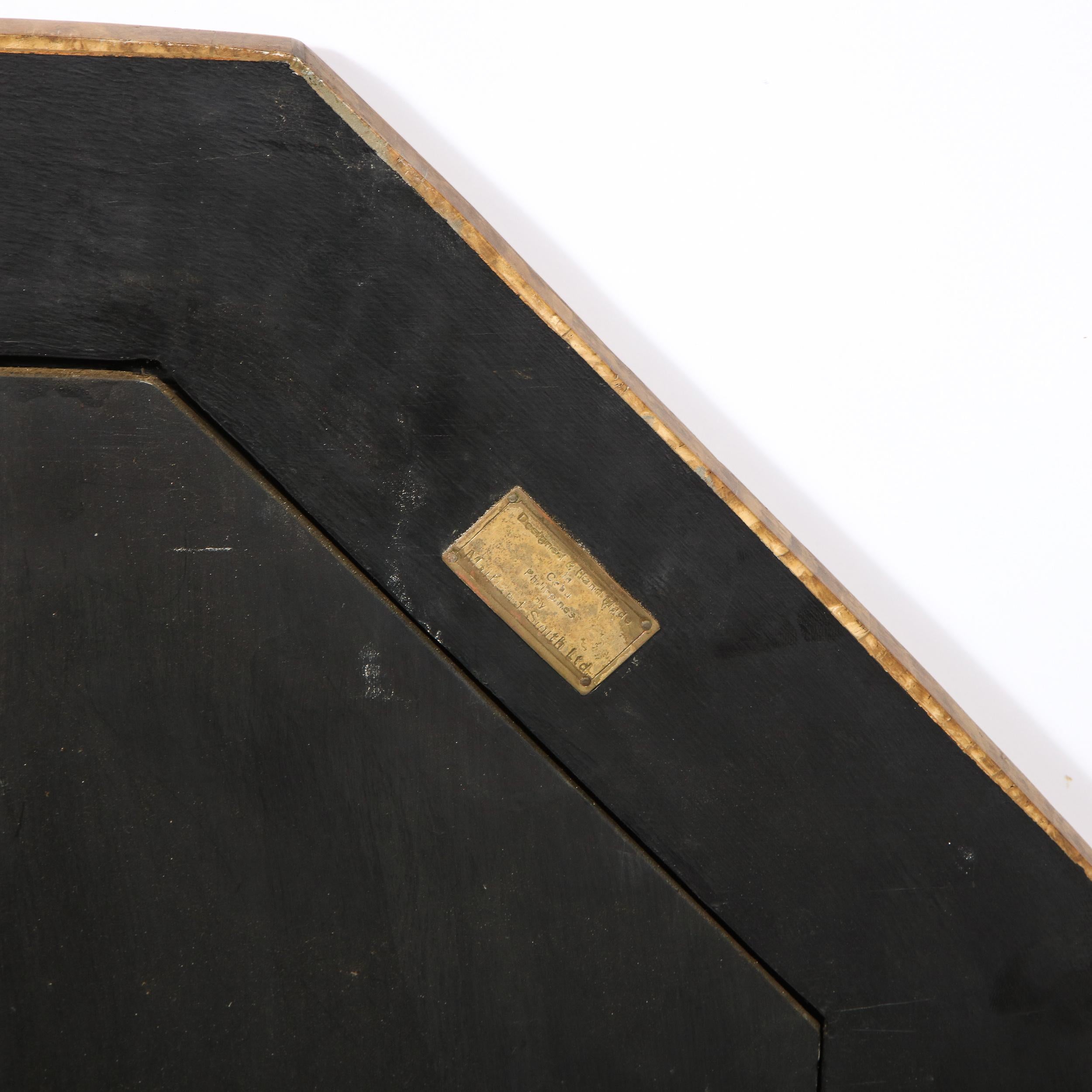Late 20th Century Mid Century Octagonal Tesselated Stone & Brass Mirror Signed by Maitland Smith