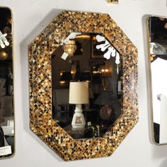 Mid-Century Octagonal Tessellated Penshell Mirror in the Manner of Karl Springer