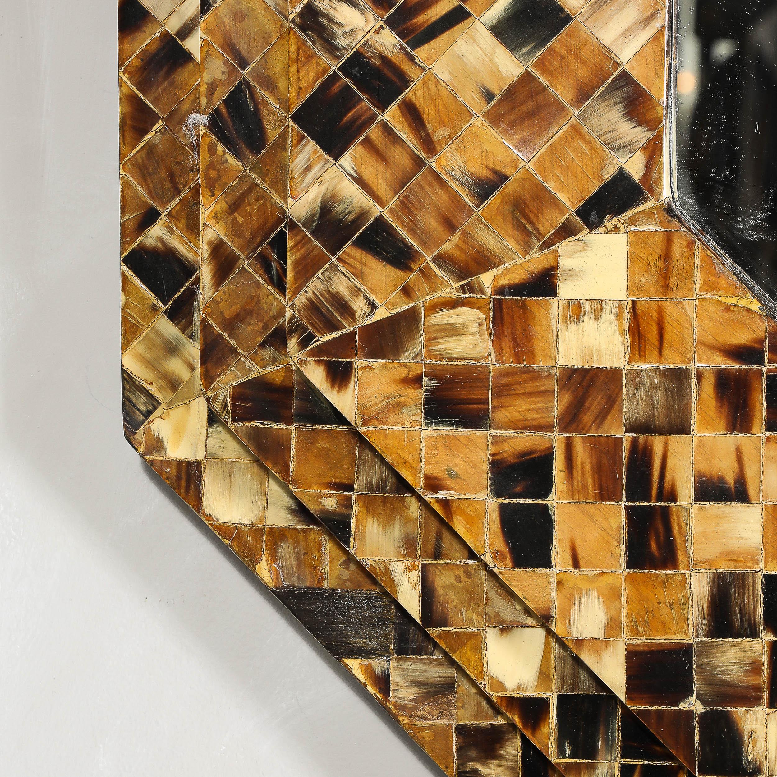 Miroir octogonal du milieu du siècle dernier en forme de coquillage tessellé, à la manière de Karl Springer en vente 1
