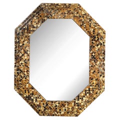 Mid-Century Octagonal Tessellated Penshell Mirror in the Manner of Karl Springer