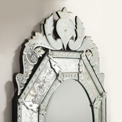 Mid-Century Octagonal Tiered-Reversed Etched & Chain Beveled Venetian Mirror