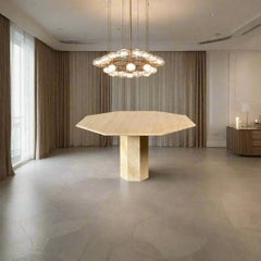 Mid-Century Octagonal Travertine Dining Table Italy