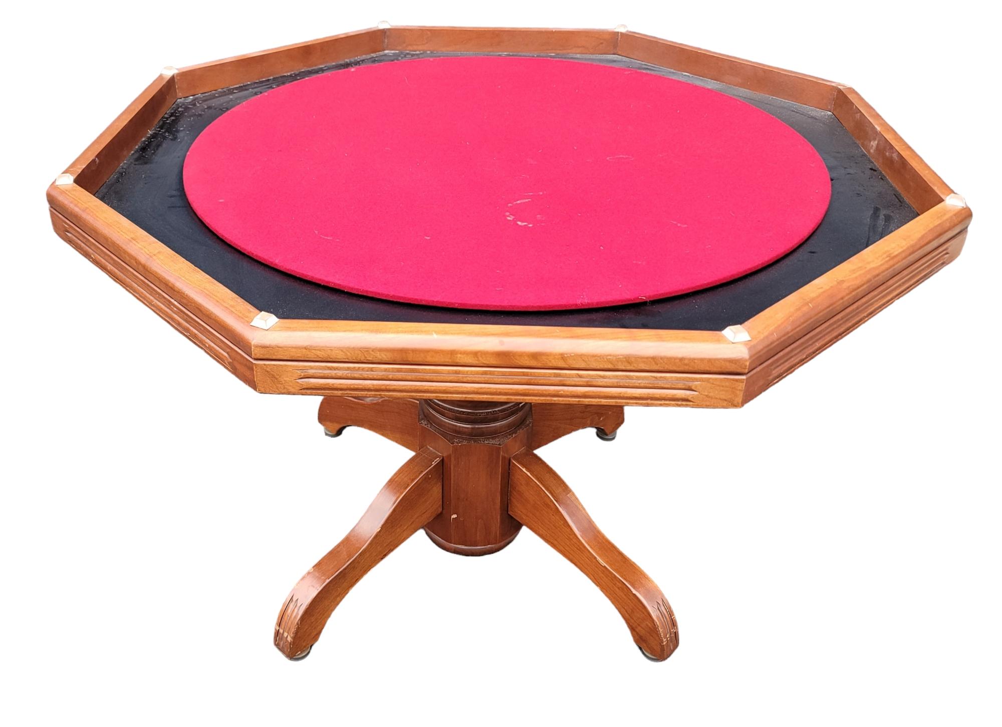 American Mid Century Octagonal Wooden Game/poker Table