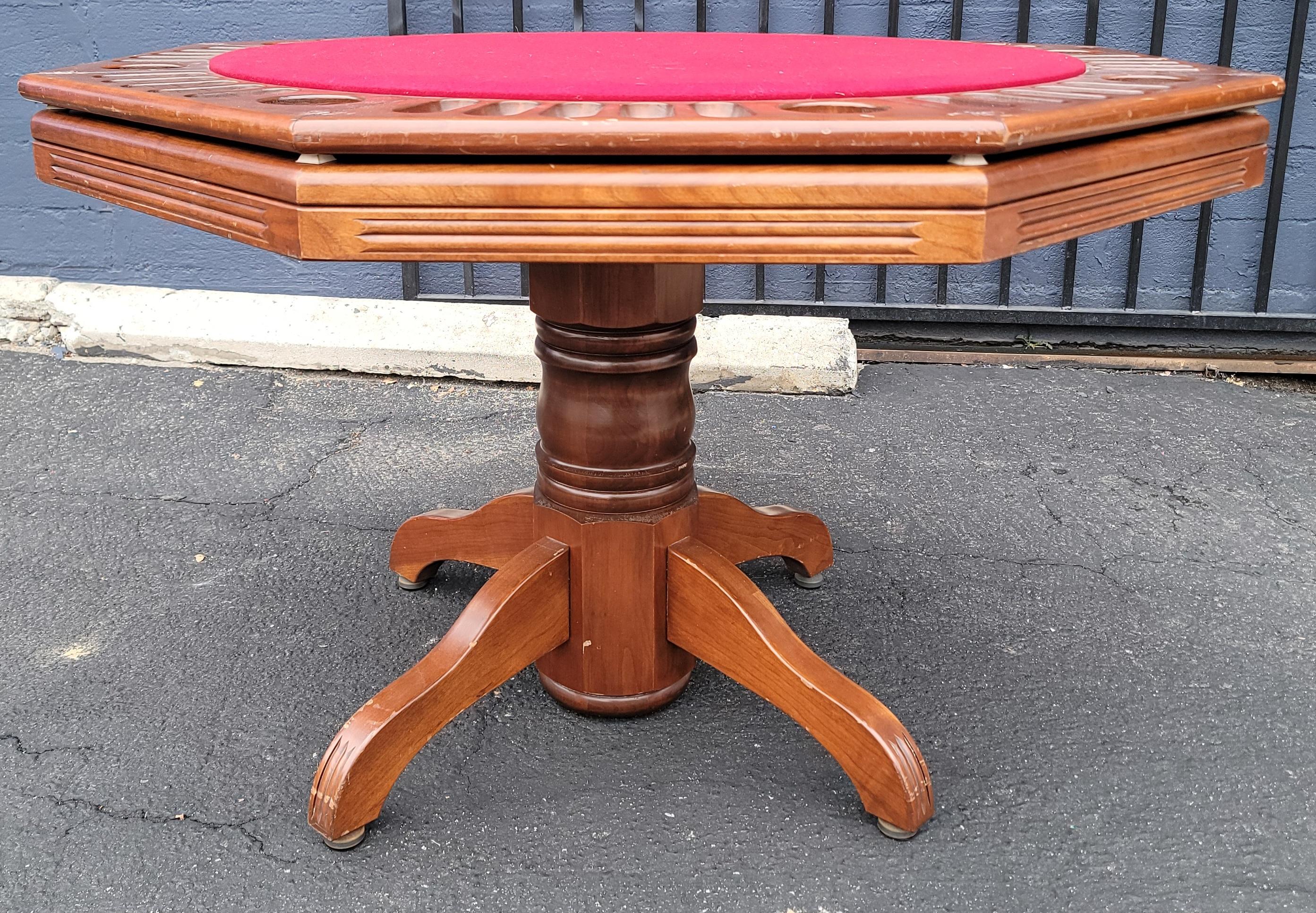 Mid Century Octagonal Wooden Game/poker Table In Good Condition In Pasadena, CA