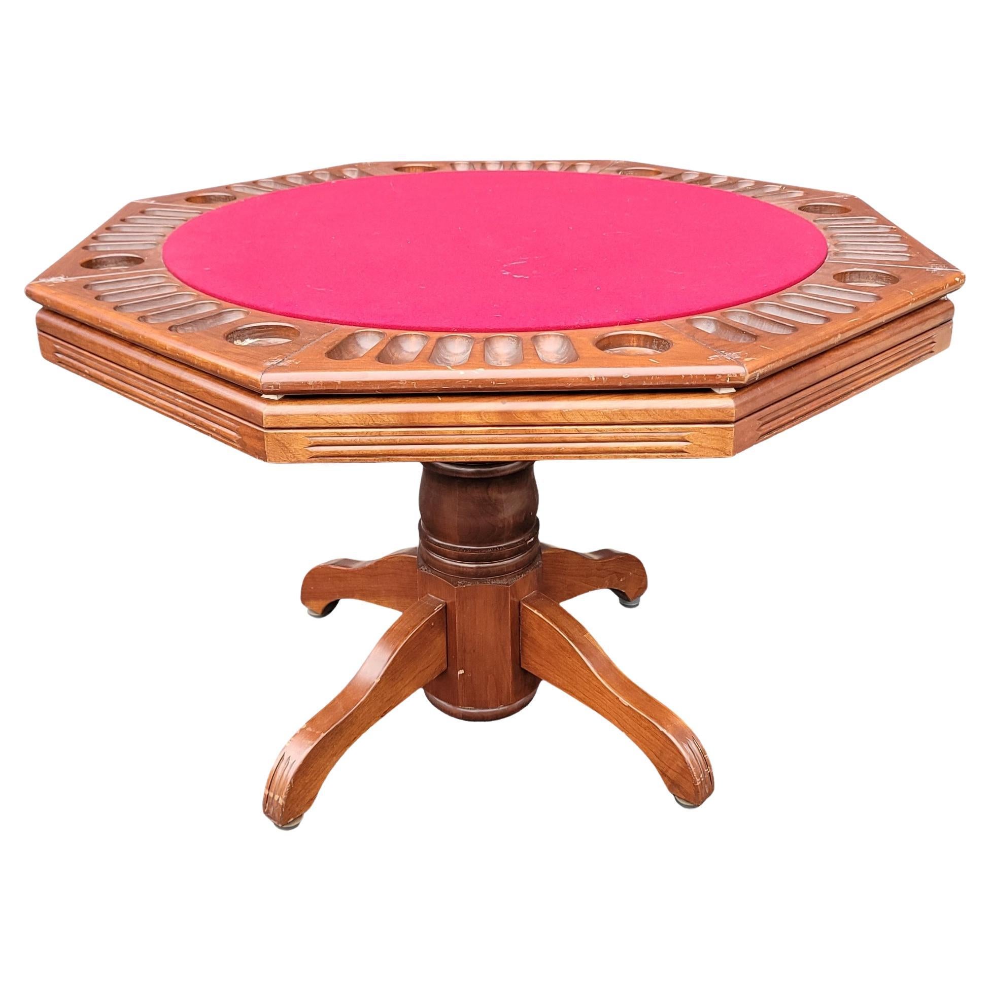 Mid Century Octagonal Wooden Game/poker Table