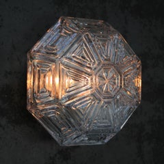 Mid-Century Octogon Clear Glass Sconces Flush Mounts