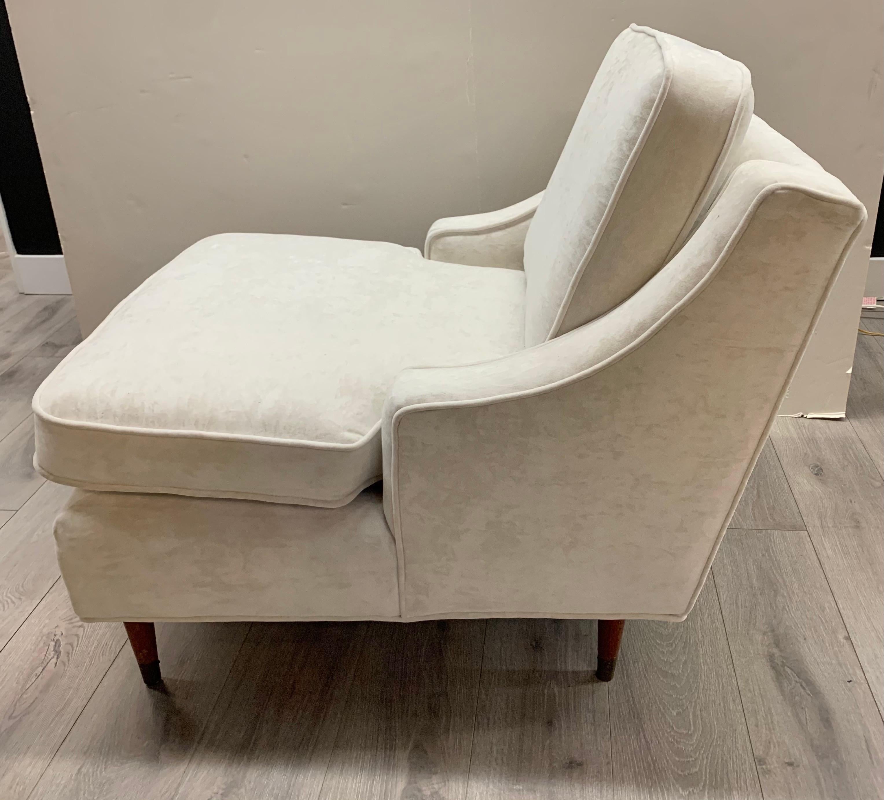 white velvet lounge chair