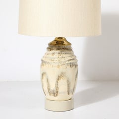 Mid-Century Off White Glazed Ceramic Table Lamp Signed Marianna Von Allesch