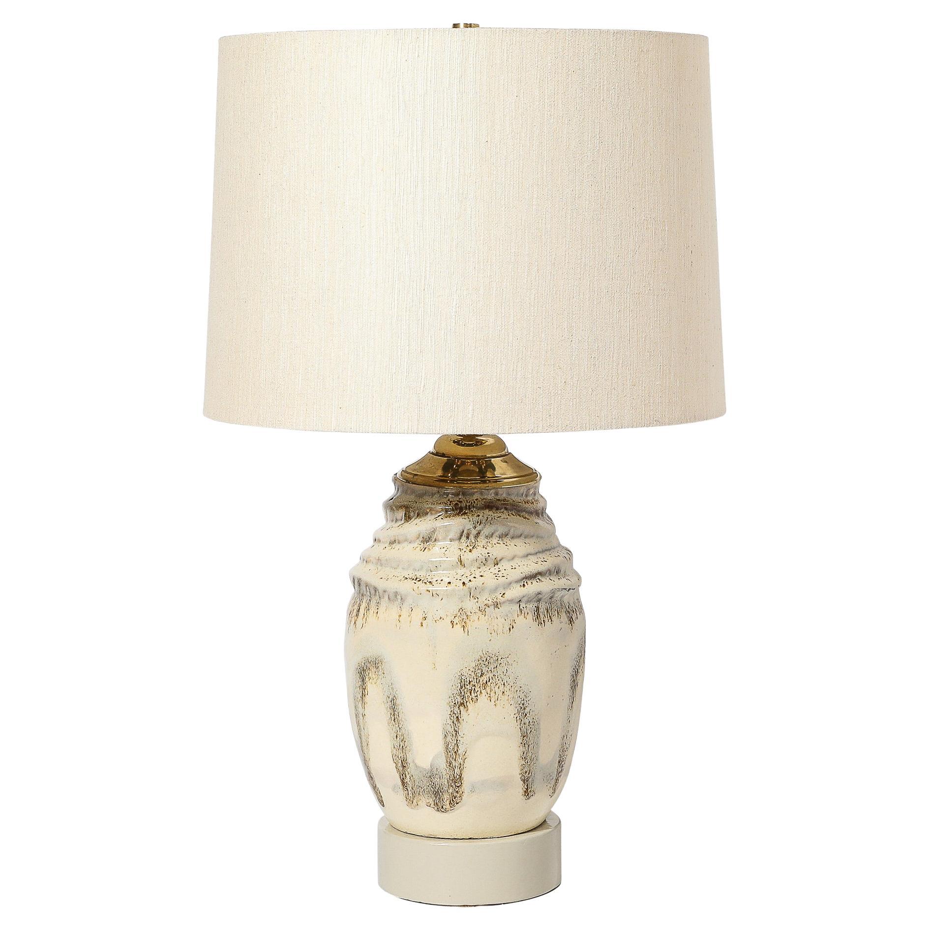 Mid-Century Off White Glazed Ceramic Table Lamp Signed Marianna Von Allesch