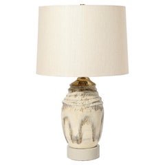Mid-Century Off White Glazed Ceramic Table Lamp Signed Marianna Von Allesch