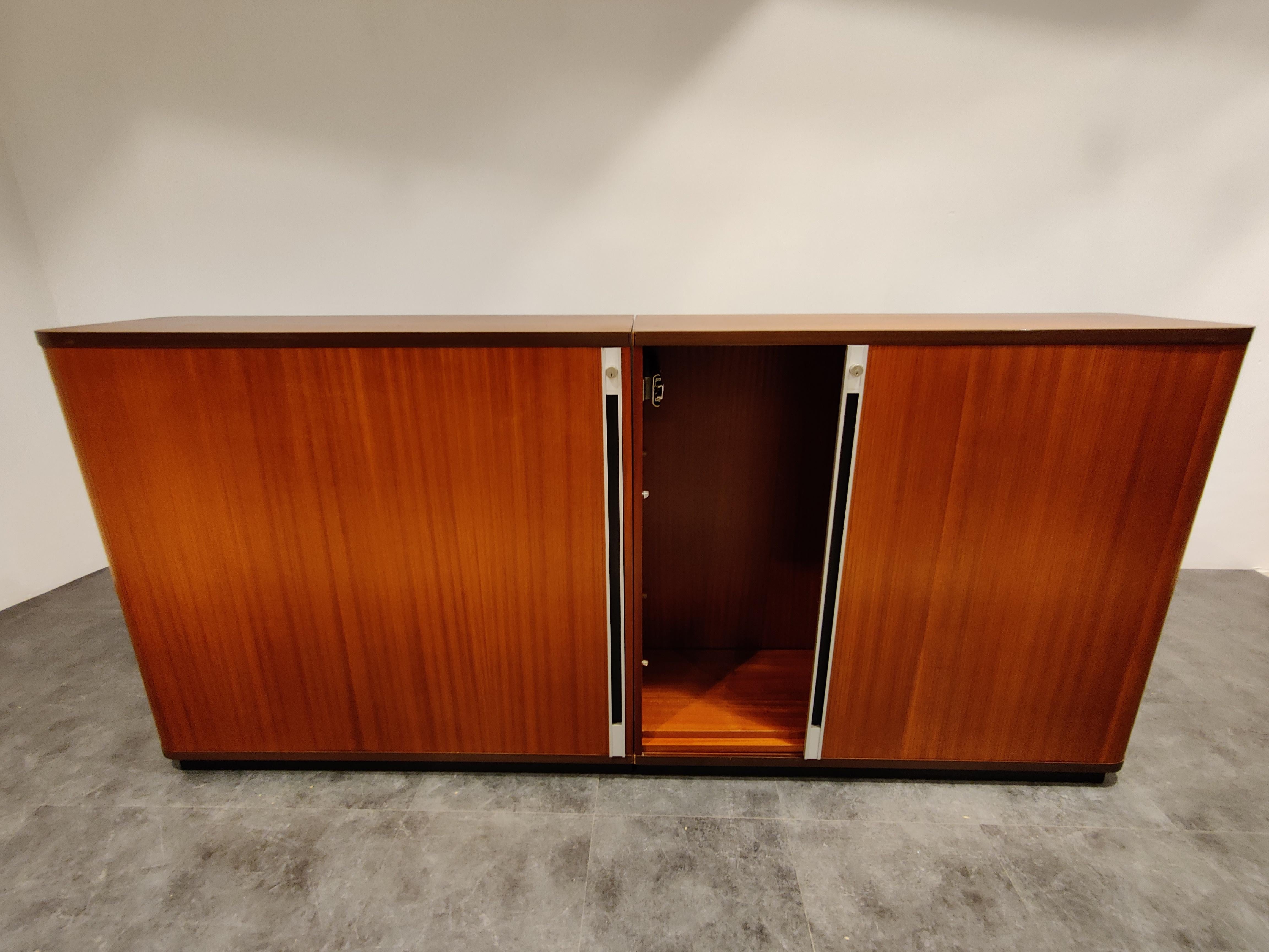 Mid-20th Century Midcentury Office Cabinet with Tambour Doors, 1960s
