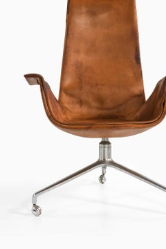 Sedia da ufficio in pelle in stile Mid-Century di Preben Fabricius e Jørgen Kastholm, anni ’60