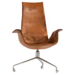 Sedia da ufficio in pelle in stile Mid-Century di Preben Fabricius e Jørgen Kastholm, anni ’60