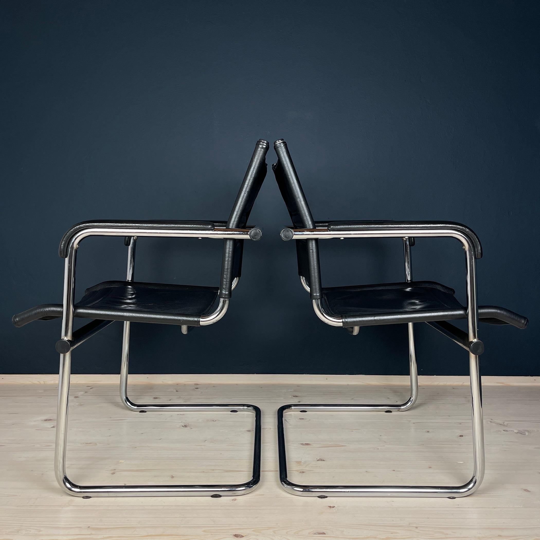 Métal Chaises de bureau Mid-century by Stol Kamnik Bauhause Style 1980s Set of 2 en vente