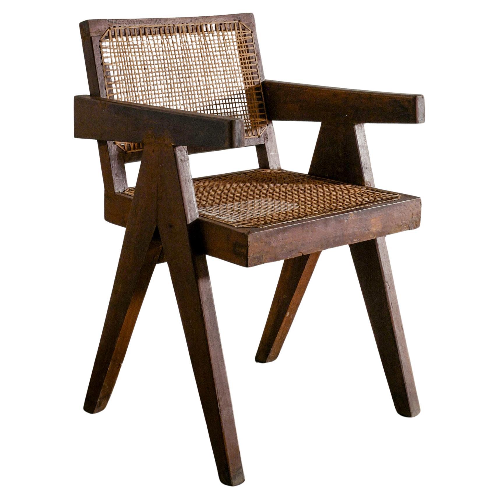 Mid Century Office Dining Chair in Teak by Pierre Jeanneret for Chandigarh 1950s For Sale