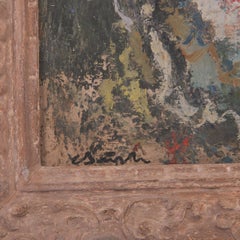 Mid Century Oil and Gouache Painting Carl Busch Landscape near Capri 1950