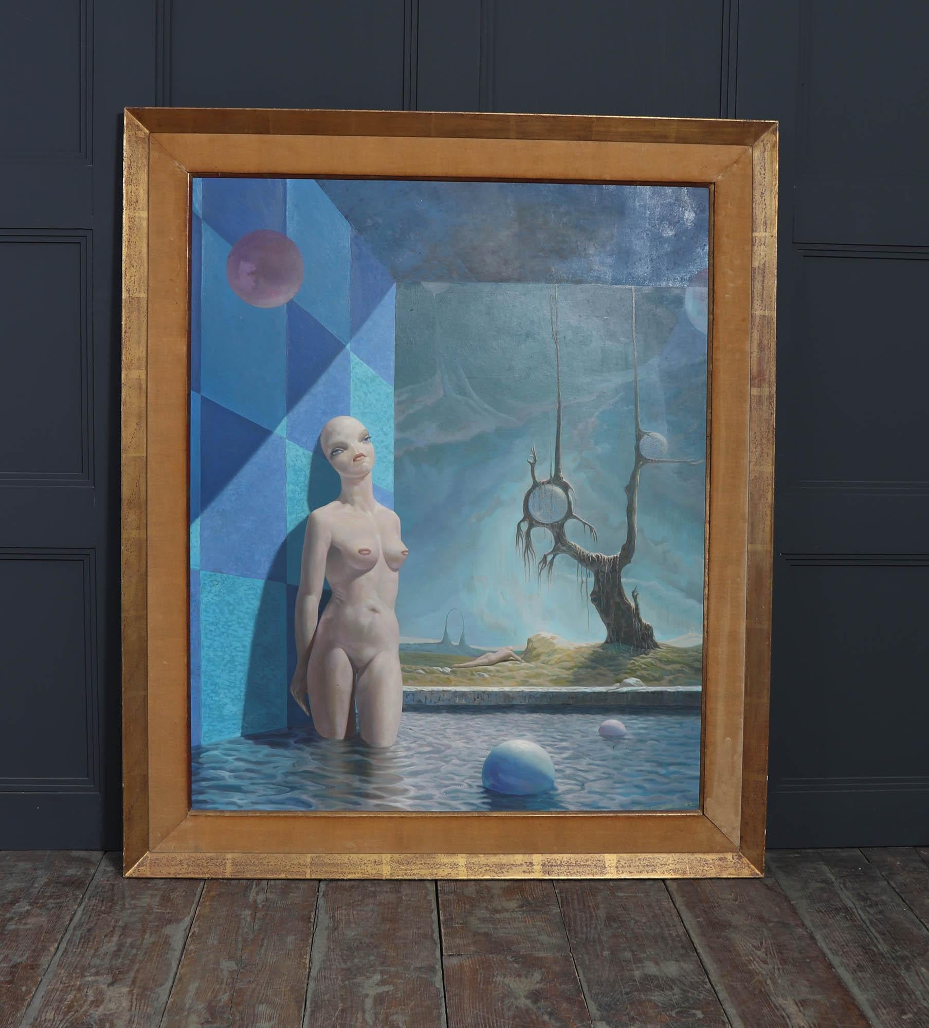 Mid-Century Modern Mid Century Oil on Board by Arthur Maria Rener For Sale