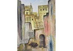 Mid Century Öl auf Brett Jerusalem Stadtbild signiert