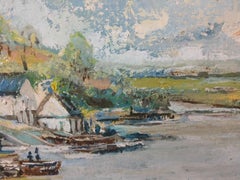 Mid Century Impressionist Oil on Board "Lynn Haven" by J Winston Lawler