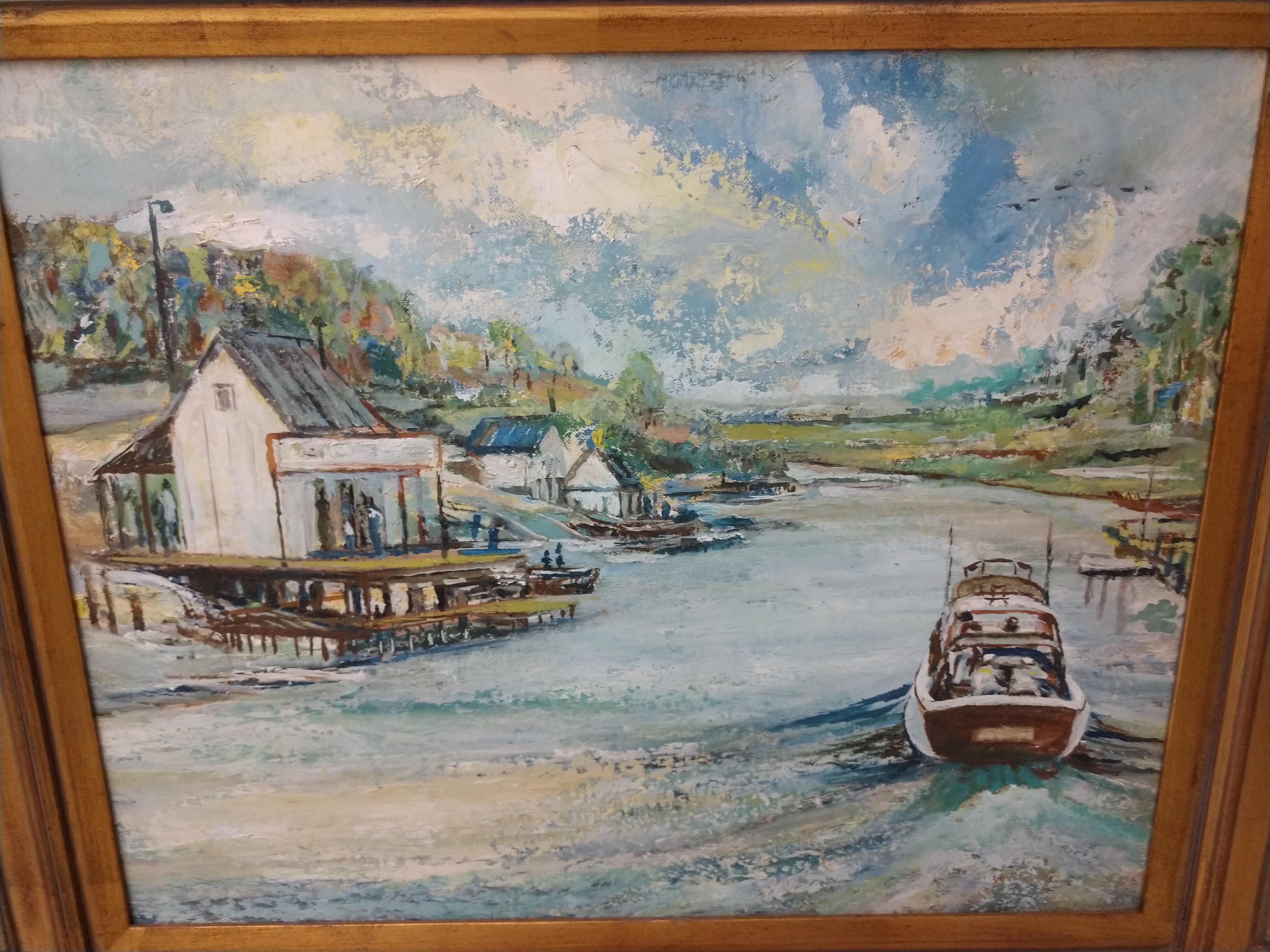 American Mid Century Impressionist Oil on Board 