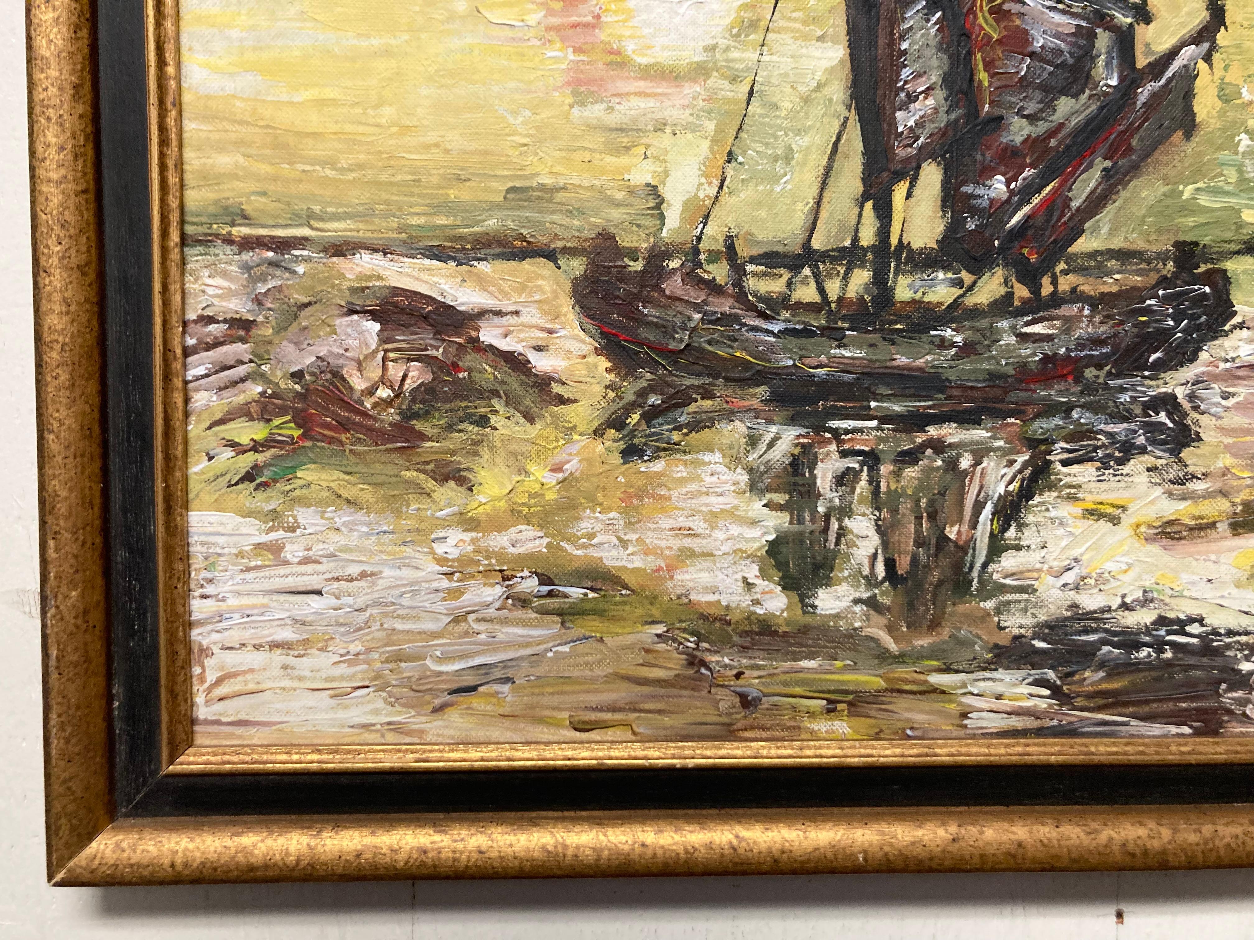 Américain Mid Century Oil on Board Painting of a Sea Scape en vente