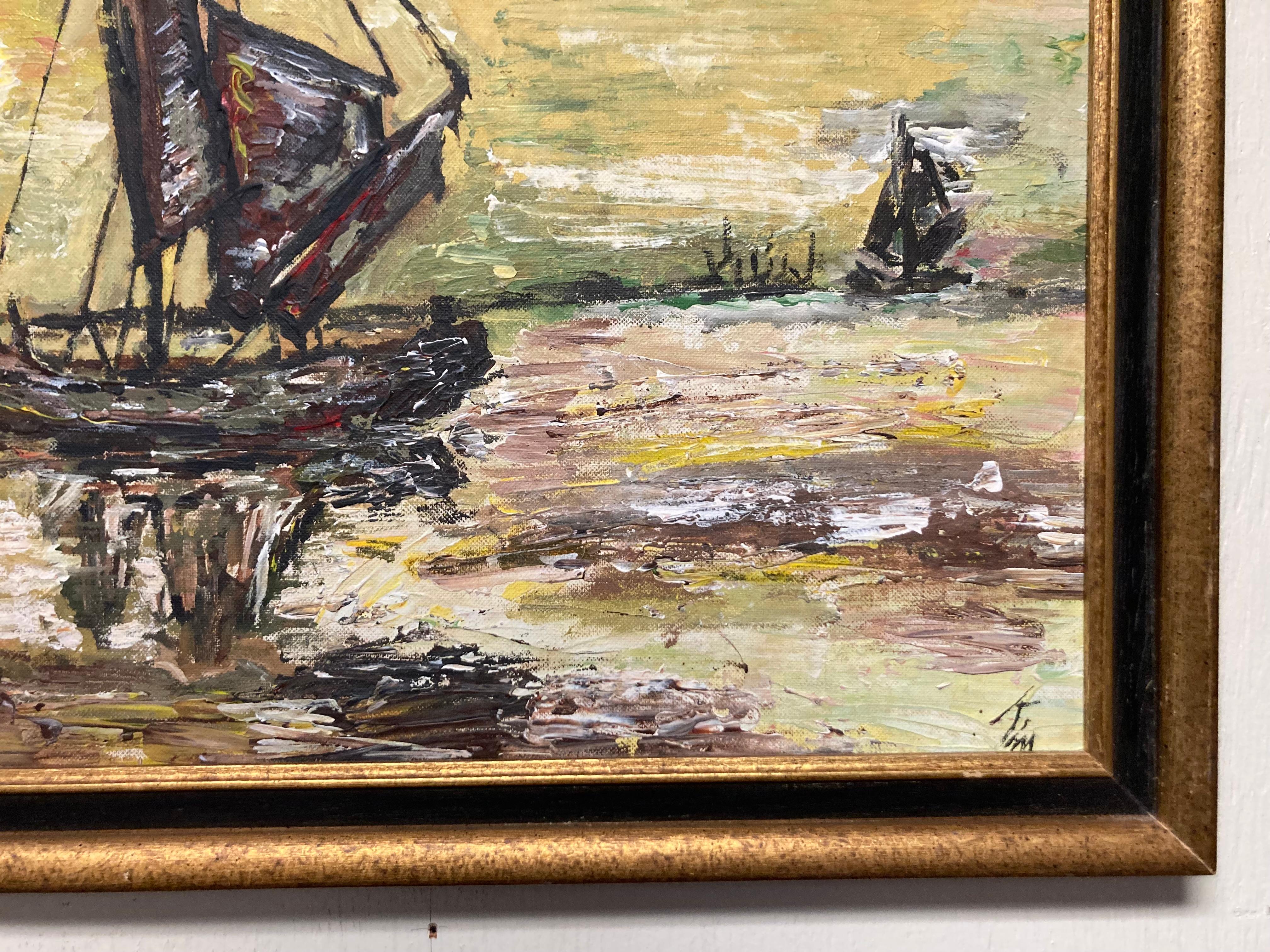 Peint à la main Mid Century Oil on Board Painting of a Sea Scape en vente