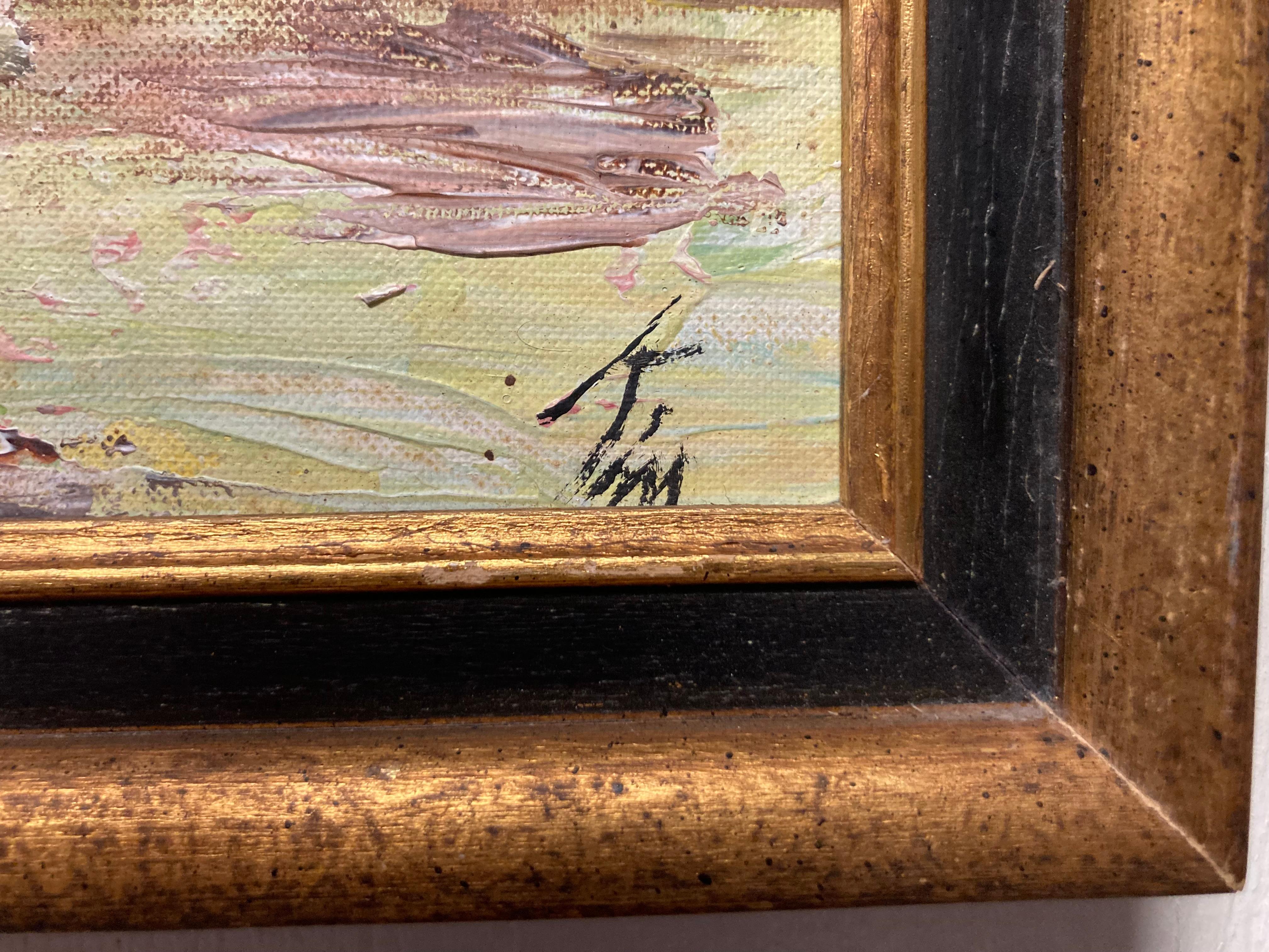 Bois Mid Century Oil on Board Painting of a Sea Scape en vente