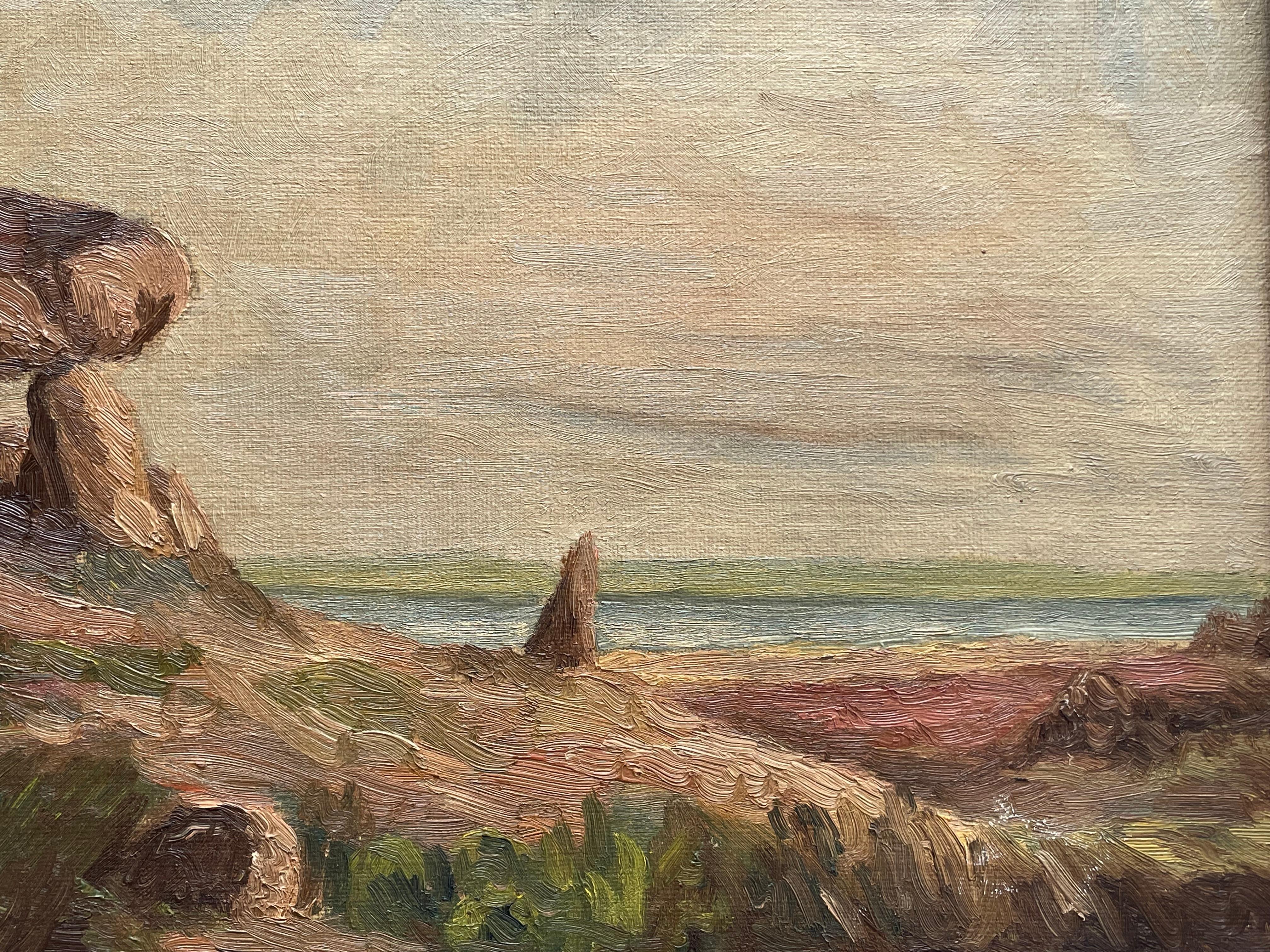 Quadro d'epoca danese di metà secolo, olio su tela, raffigurante un tumulo funerario a Kalundborg In condizioni buone in vendita a Ebberup, DK
