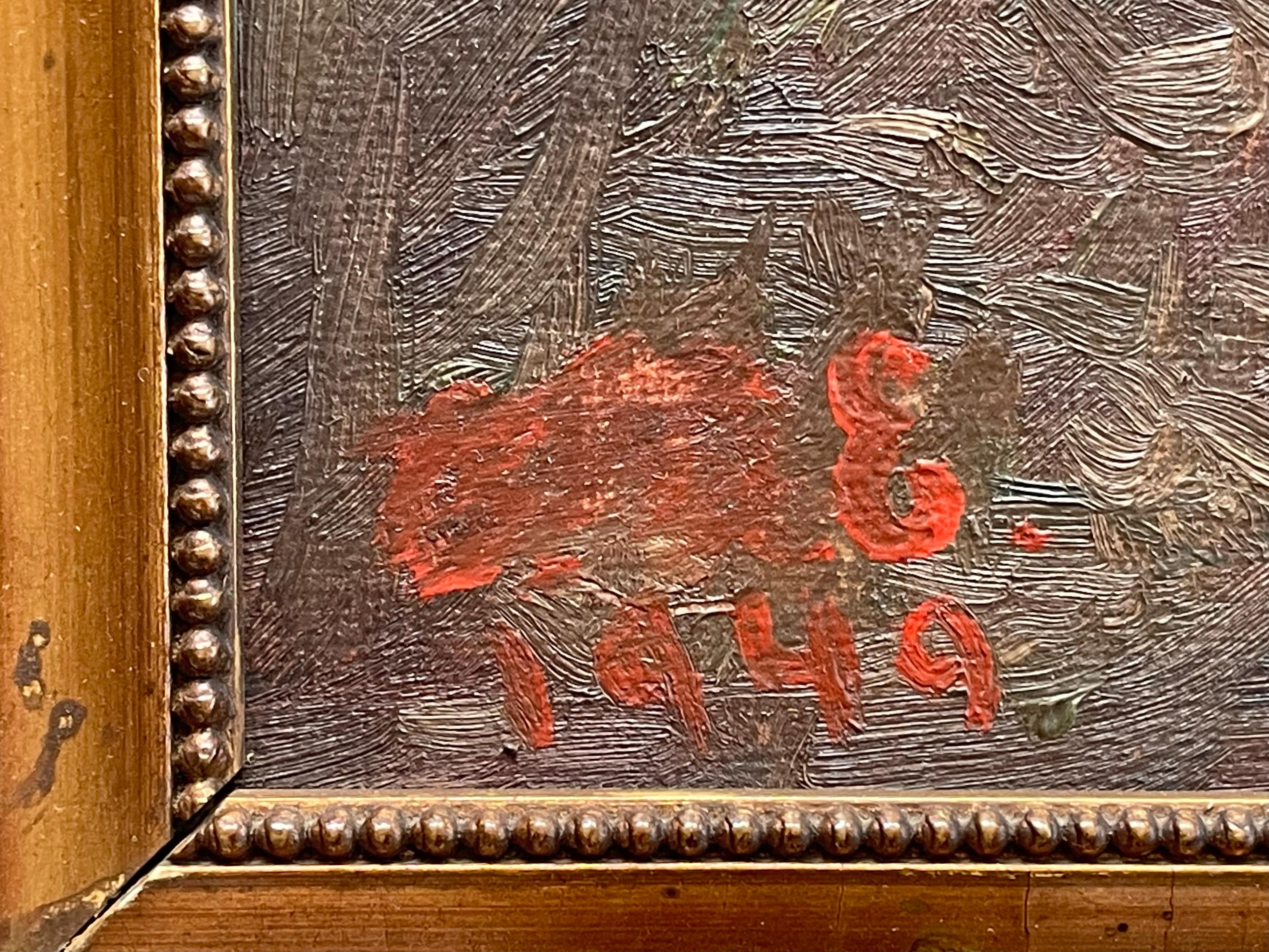 XX secolo Quadro d'epoca danese di metà secolo, olio su tela, raffigurante un tumulo funerario a Kalundborg in vendita