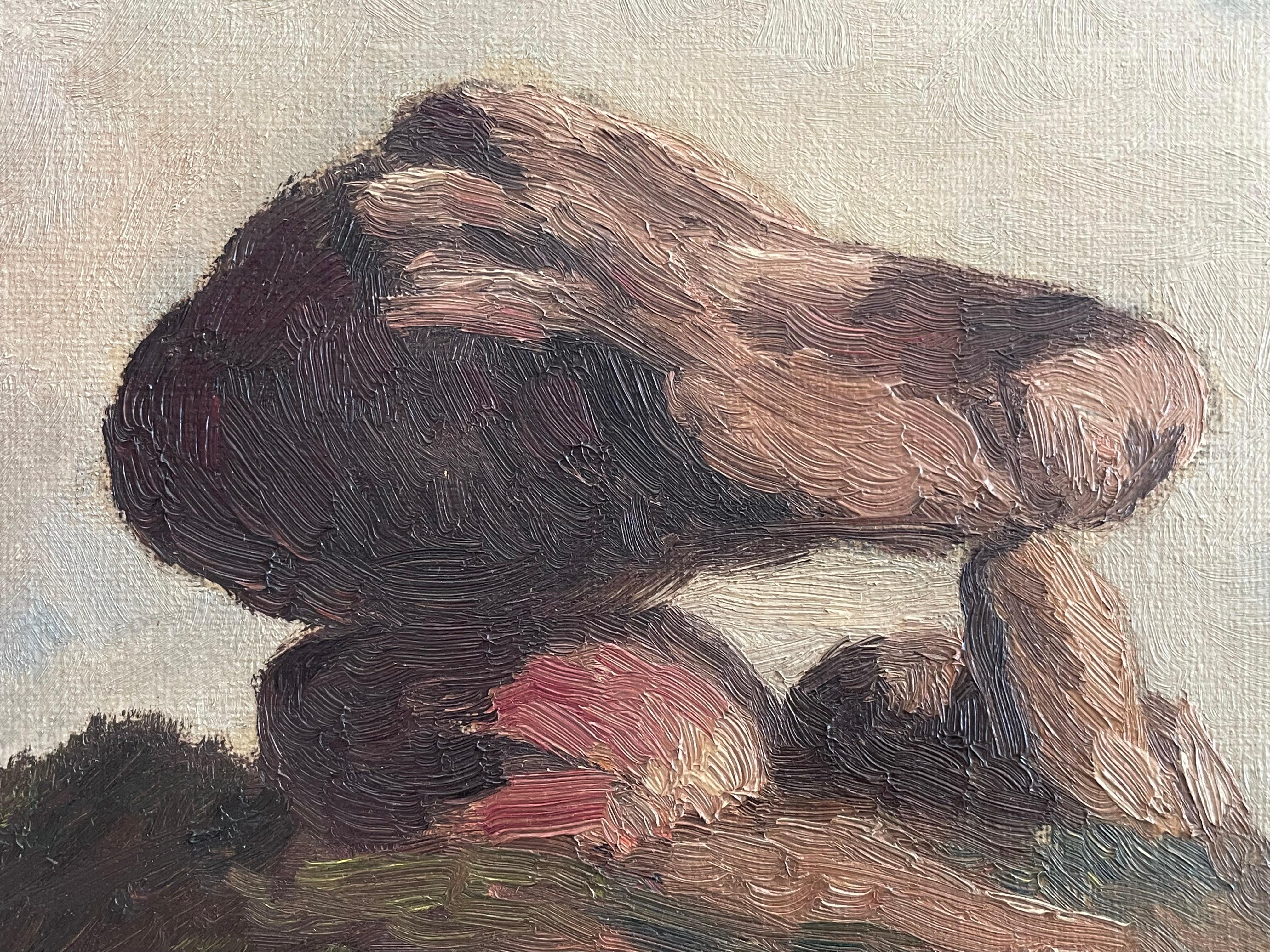 Quadro d'epoca danese di metà secolo, olio su tela, raffigurante un tumulo funerario a Kalundborg in vendita 1