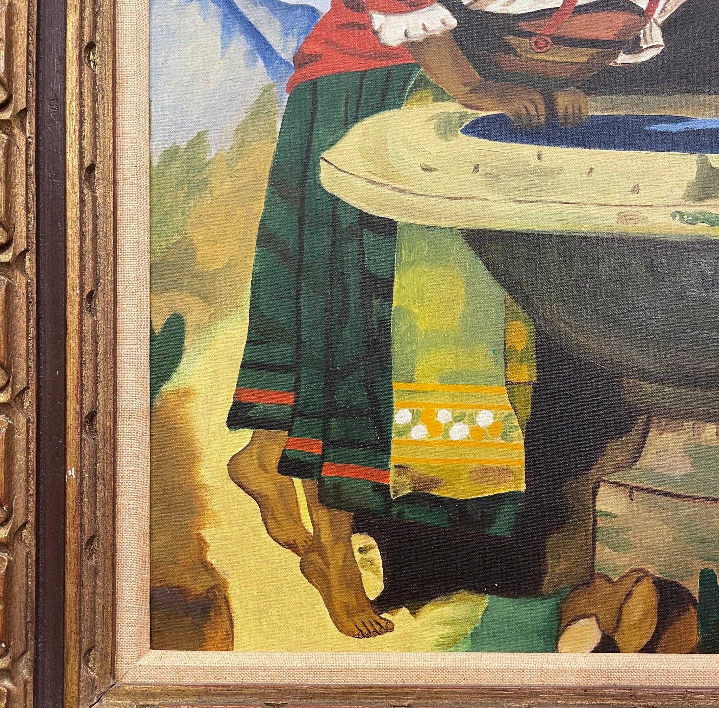Toile Peinture à l'huile sur toile du milieu du siècle dans un cadre doré signé MLA d'après Leon Bonnat en vente