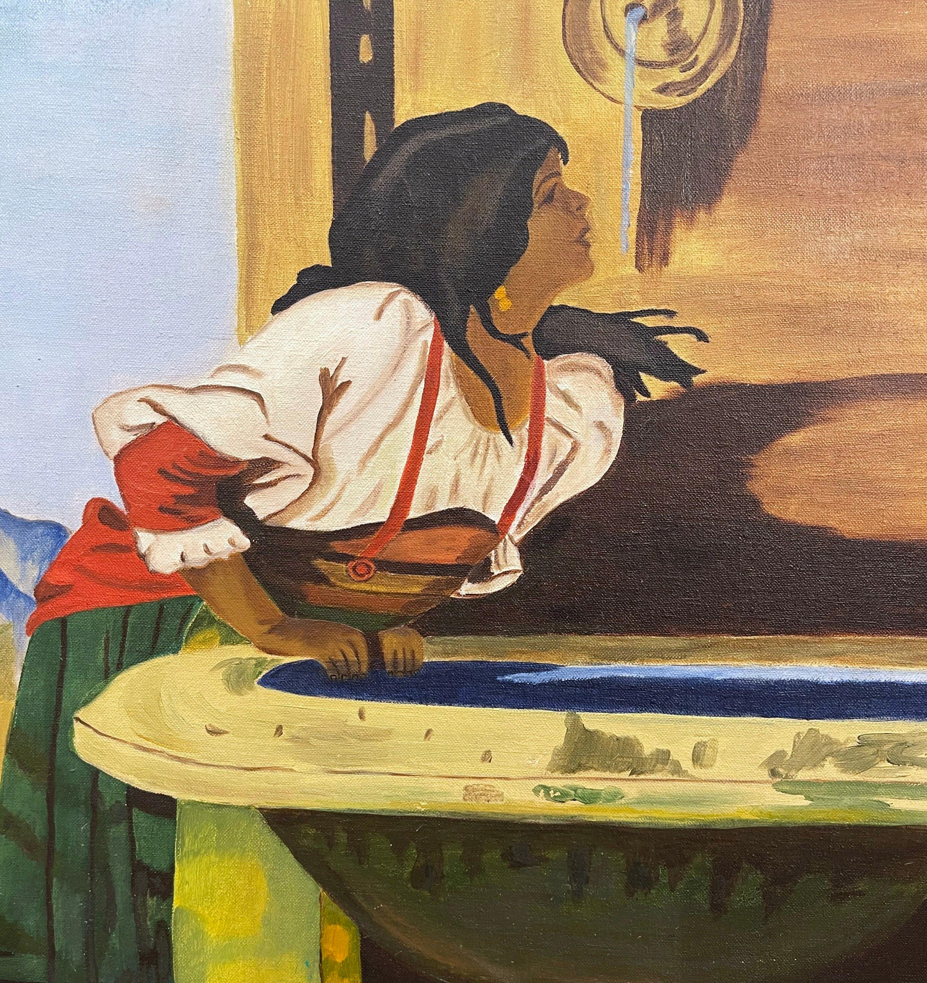 Peinture à l'huile sur toile du milieu du siècle dans un cadre doré signé MLA d'après Leon Bonnat en vente 1