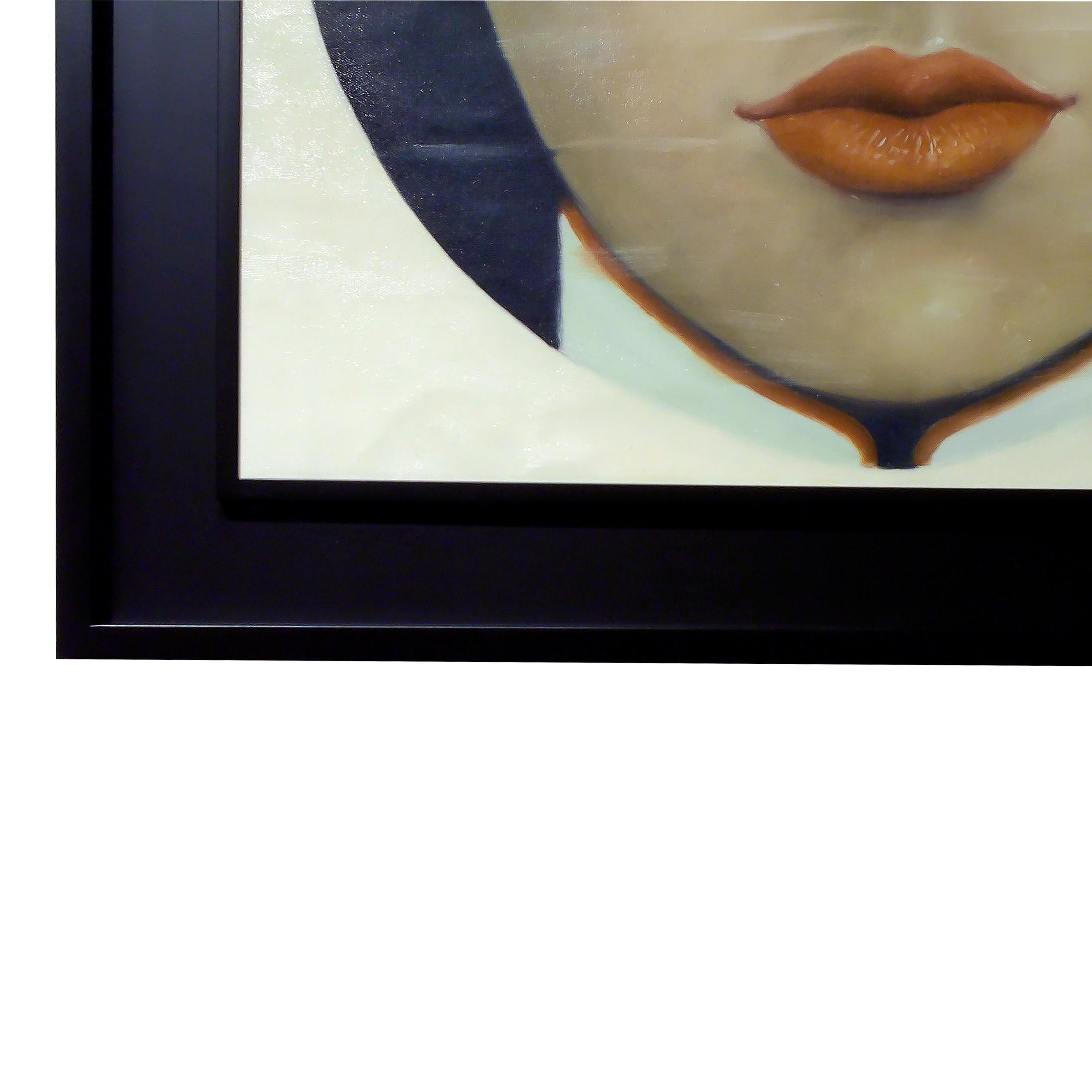 Mid-Century moderno Olio su tela di metà secolo Ritratto di ragazza orientale, inglese in vendita
