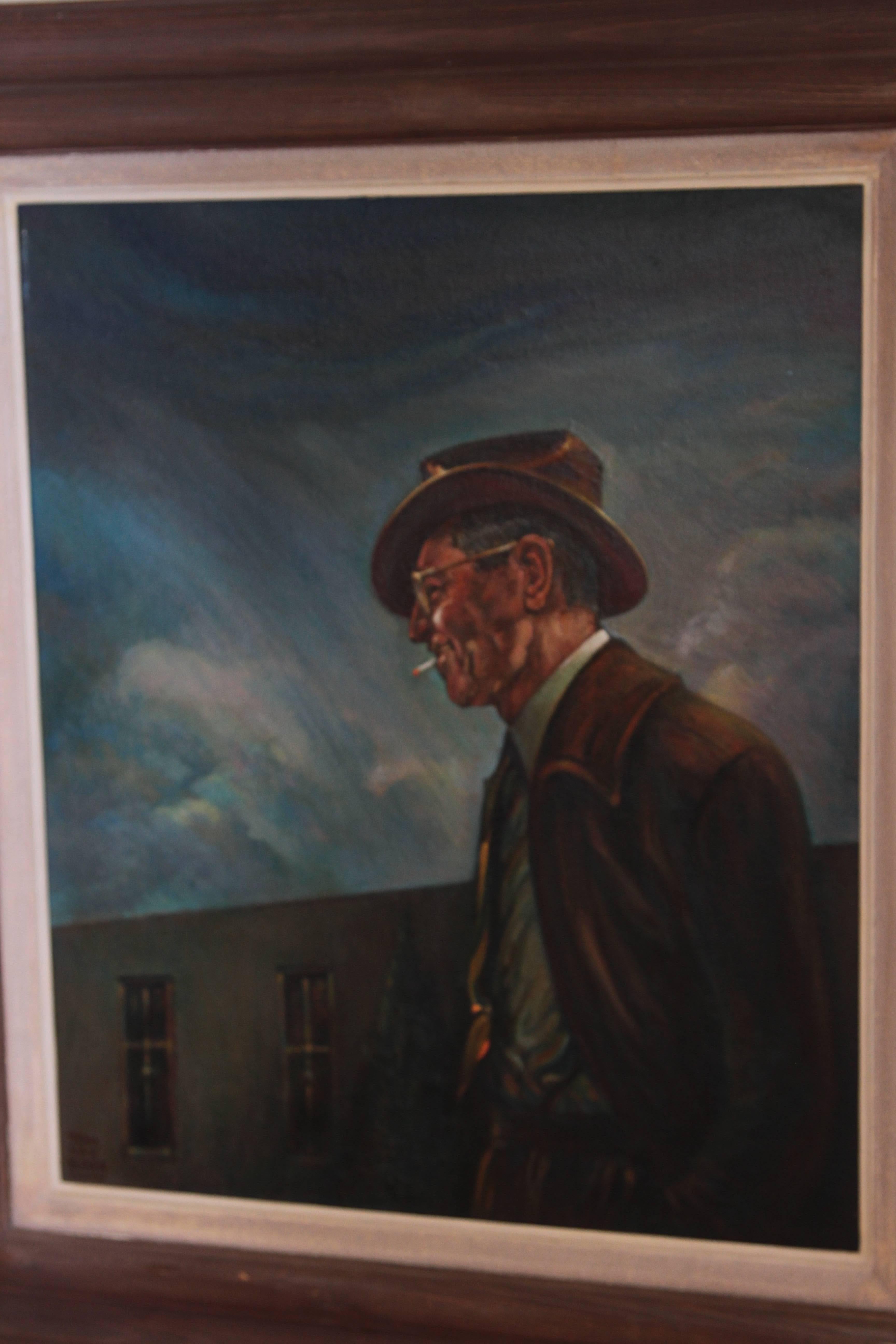 Midcentury Oil on Canvas Portrait of Jerry Bywater’s Dallas Museum of Art For Sale 2