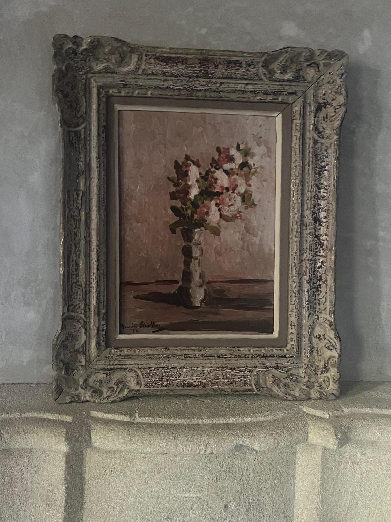 Olio su pannello della metà del secolo scorso - Natura morta floreale Firmato dall'artista In condizioni buone a Ross, CA