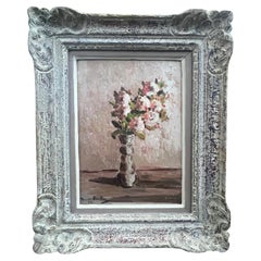 Mid Century Oil on Panel Floral Still Life Signed by Artist