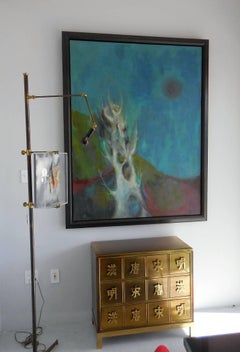 Midcentury Oil Painting Abstract Landscape, 1965