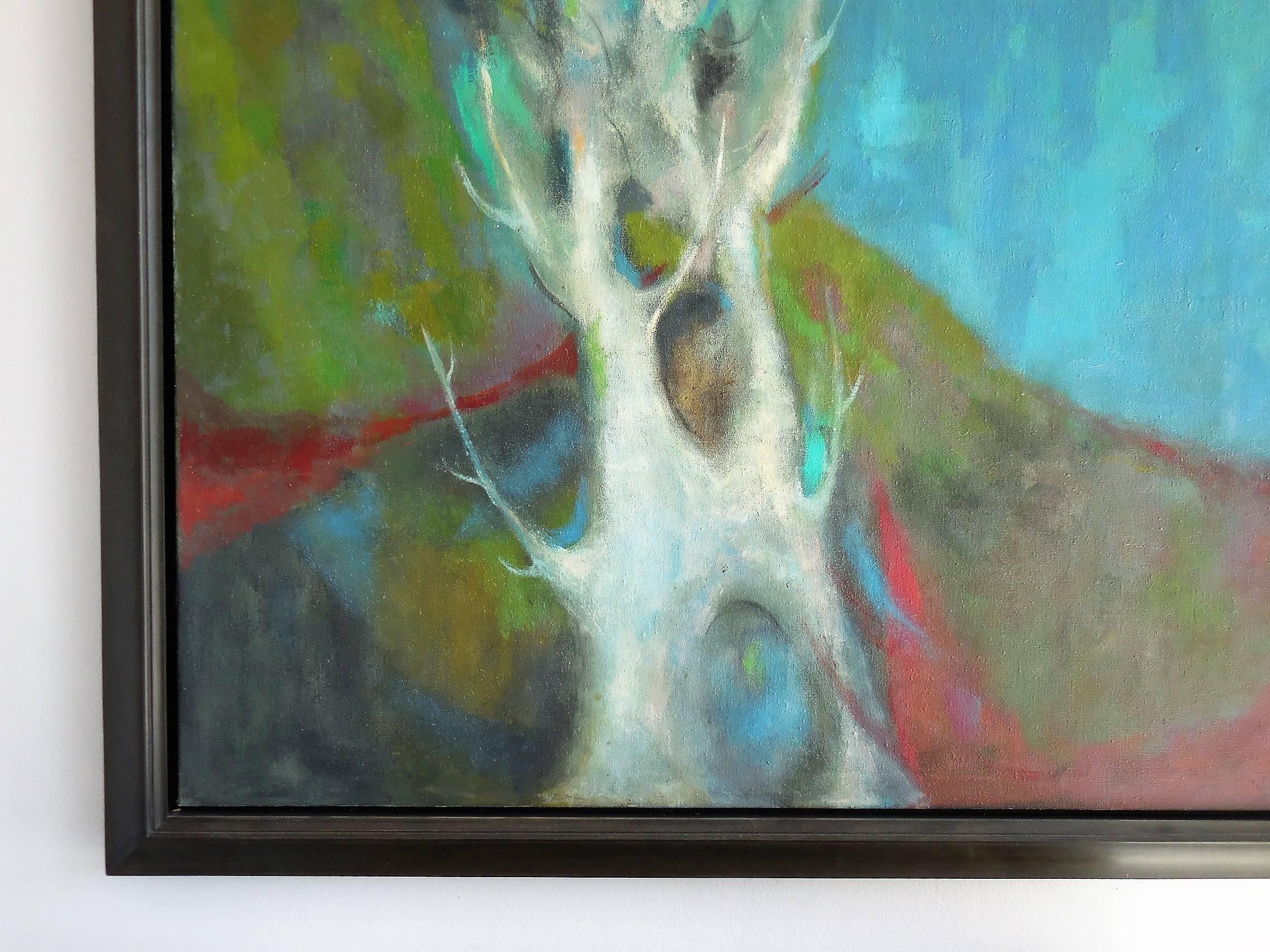Midcentury Oil Painting Abstract Landscape, 1965 In Excellent Condition For Sale In Miami, FL