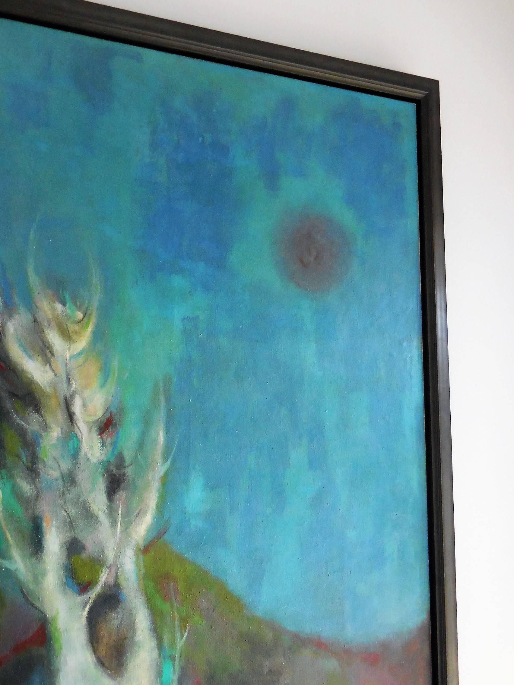 Óleo de mediados de siglo Paisaje abstracto, 1965 en venta 3