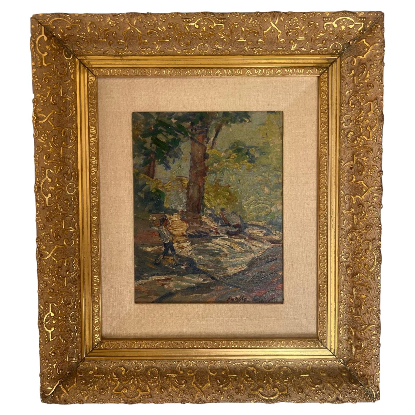 Mid Century Oil Painting by Angelo Charles Scibetta, c. 1940's
