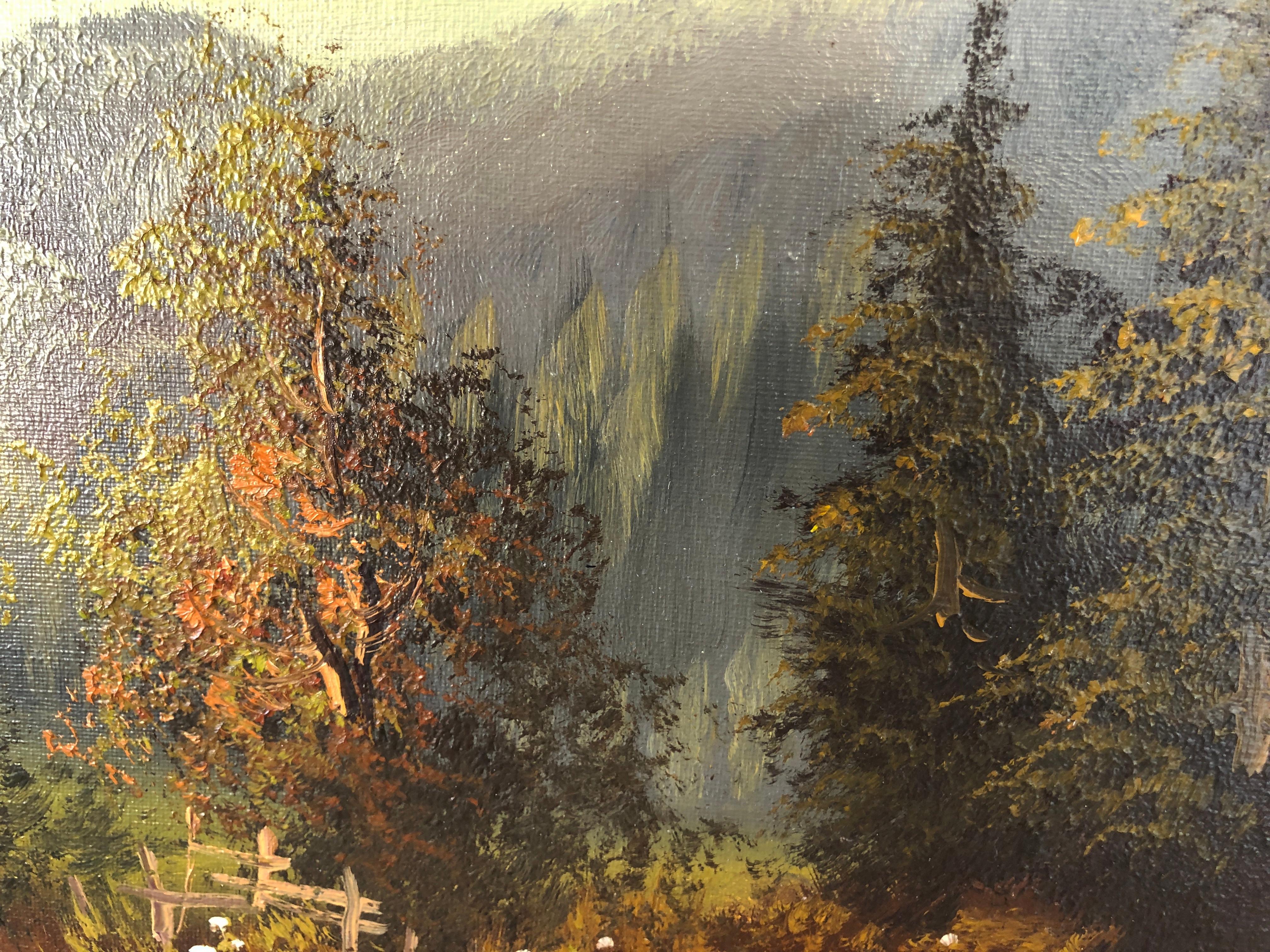 Toile Peinture à l'huile des années 1940 par Hermann Urban Cadre du milieu du siècle, Allemagne