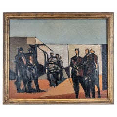 Mid Century Oil Painting by Ivar Morsing Dated 1954, Titled "Samsprak gruppvis"