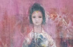 Mid Century Oil Painting by Larkin A Portrait of an Indian Girl