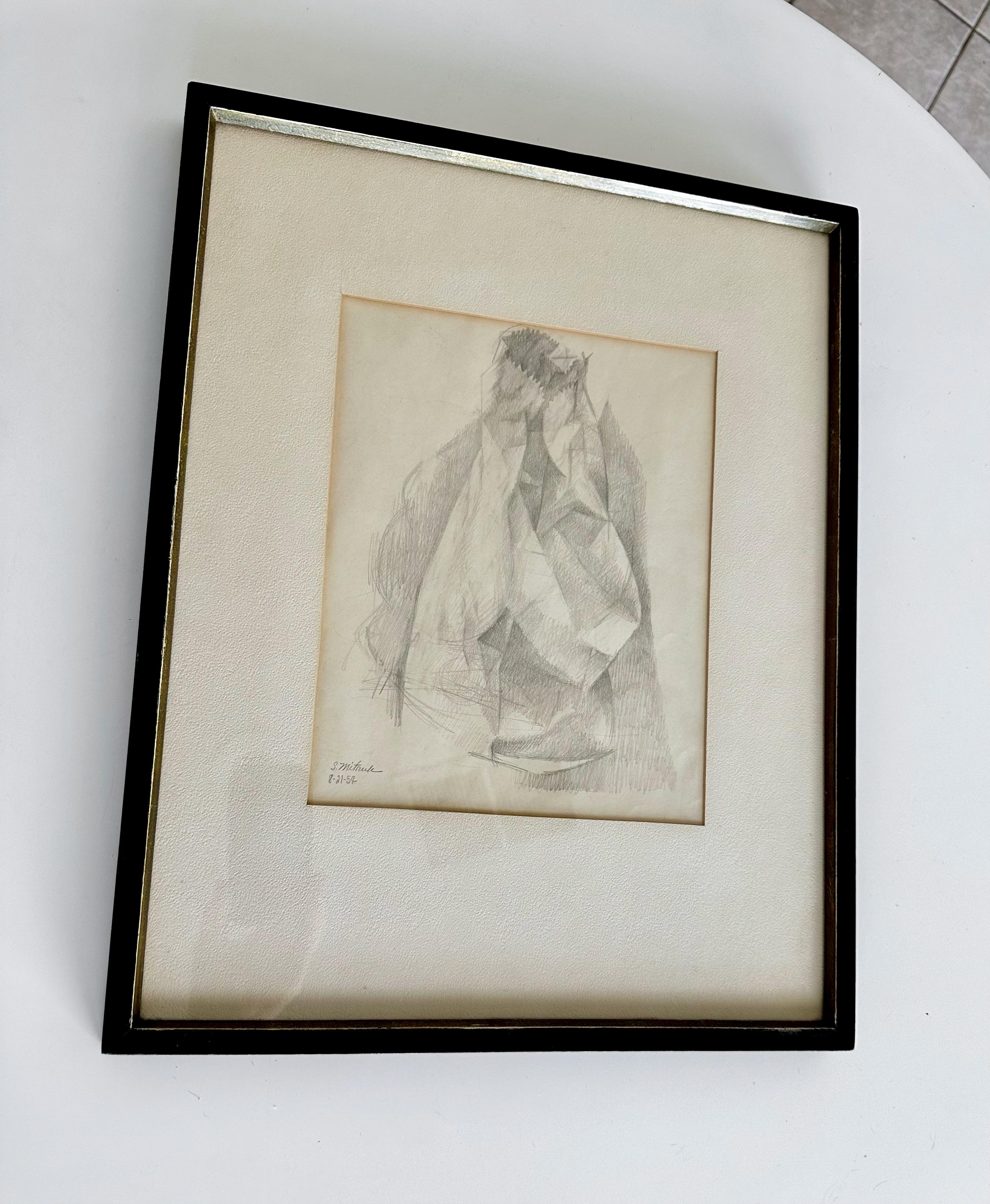 Dibujo abstracto de mediados de siglo de Stanley Mitruk en Bueno estado para la venta en Palm Springs, CA