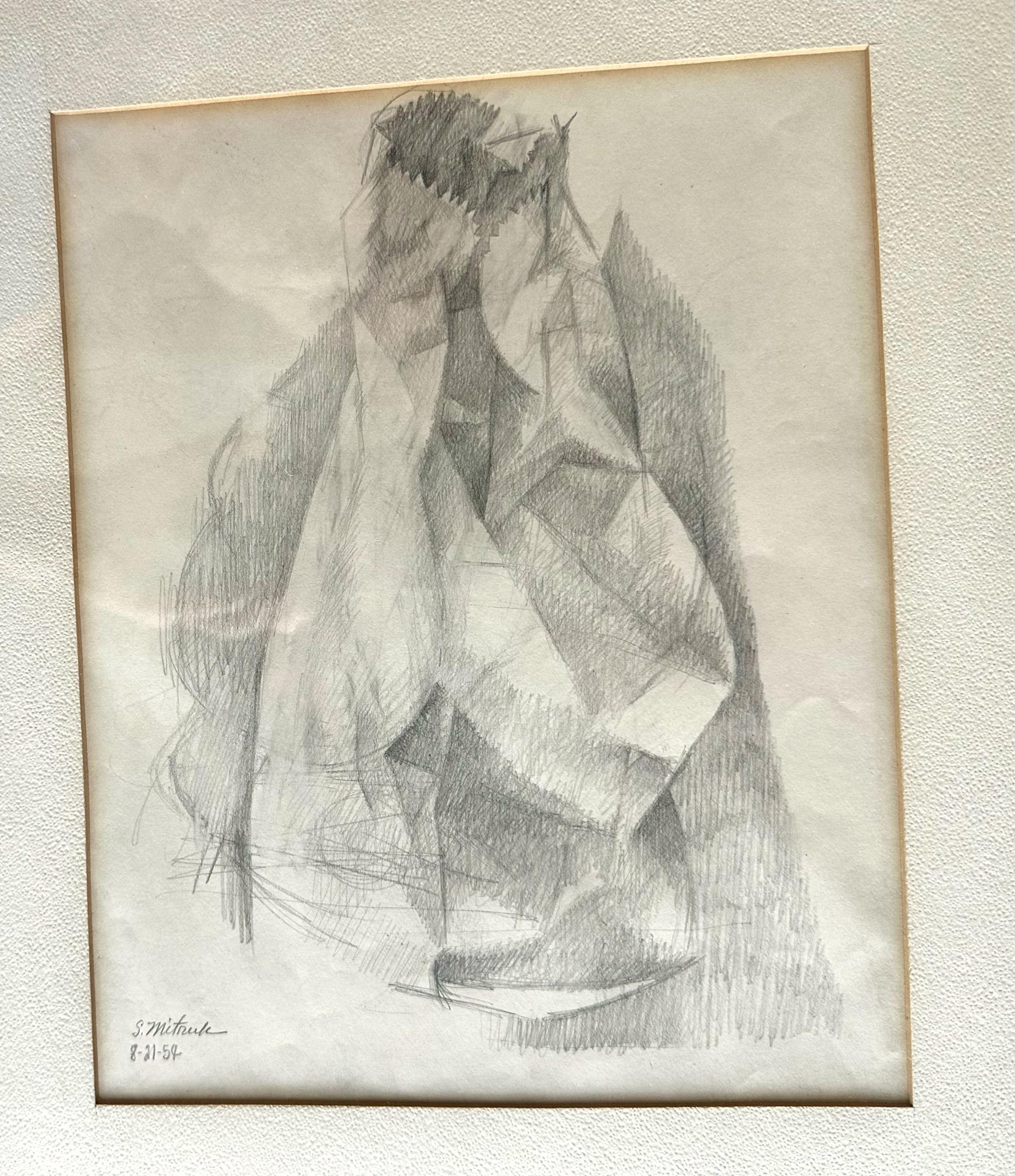 Dibujo abstracto de mediados de siglo de Stanley Mitruk en venta 1