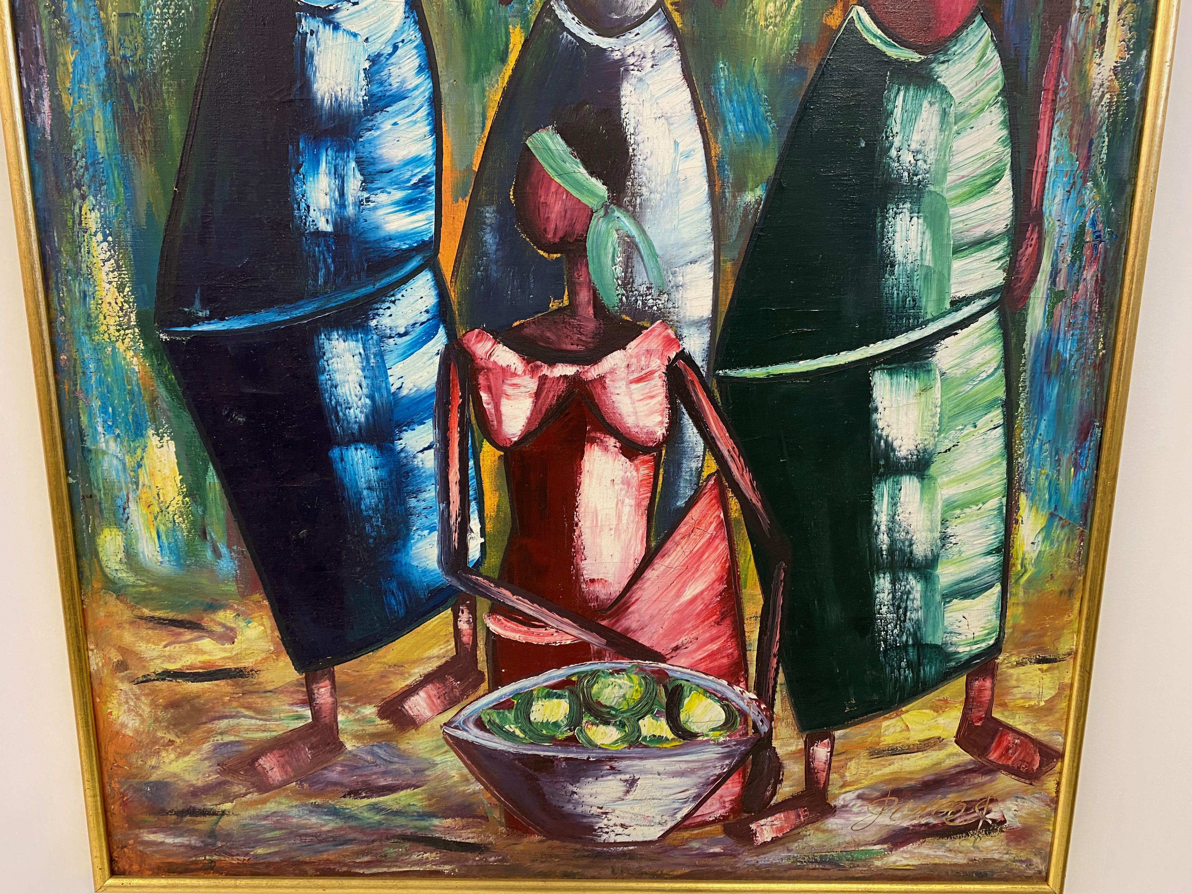 20th Century Mid Century Oil Painting For Sale