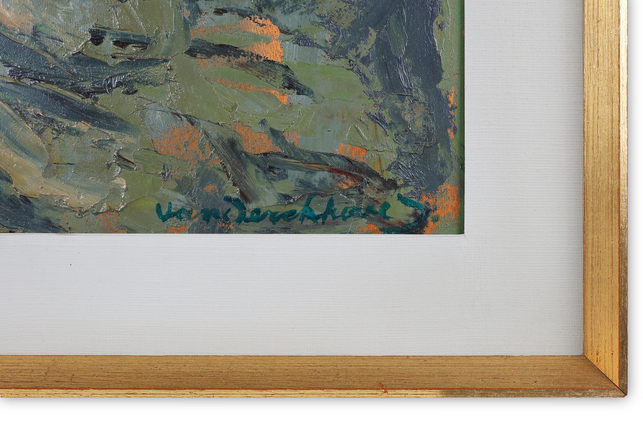 Óleo de mediados de siglo de un niño firmado por el artista belga Jan Vandekerckh Moderno de mediados de siglo en venta