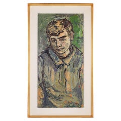 Óleo de mediados de siglo de un niño firmado por el artista belga Jan Vandekerckh