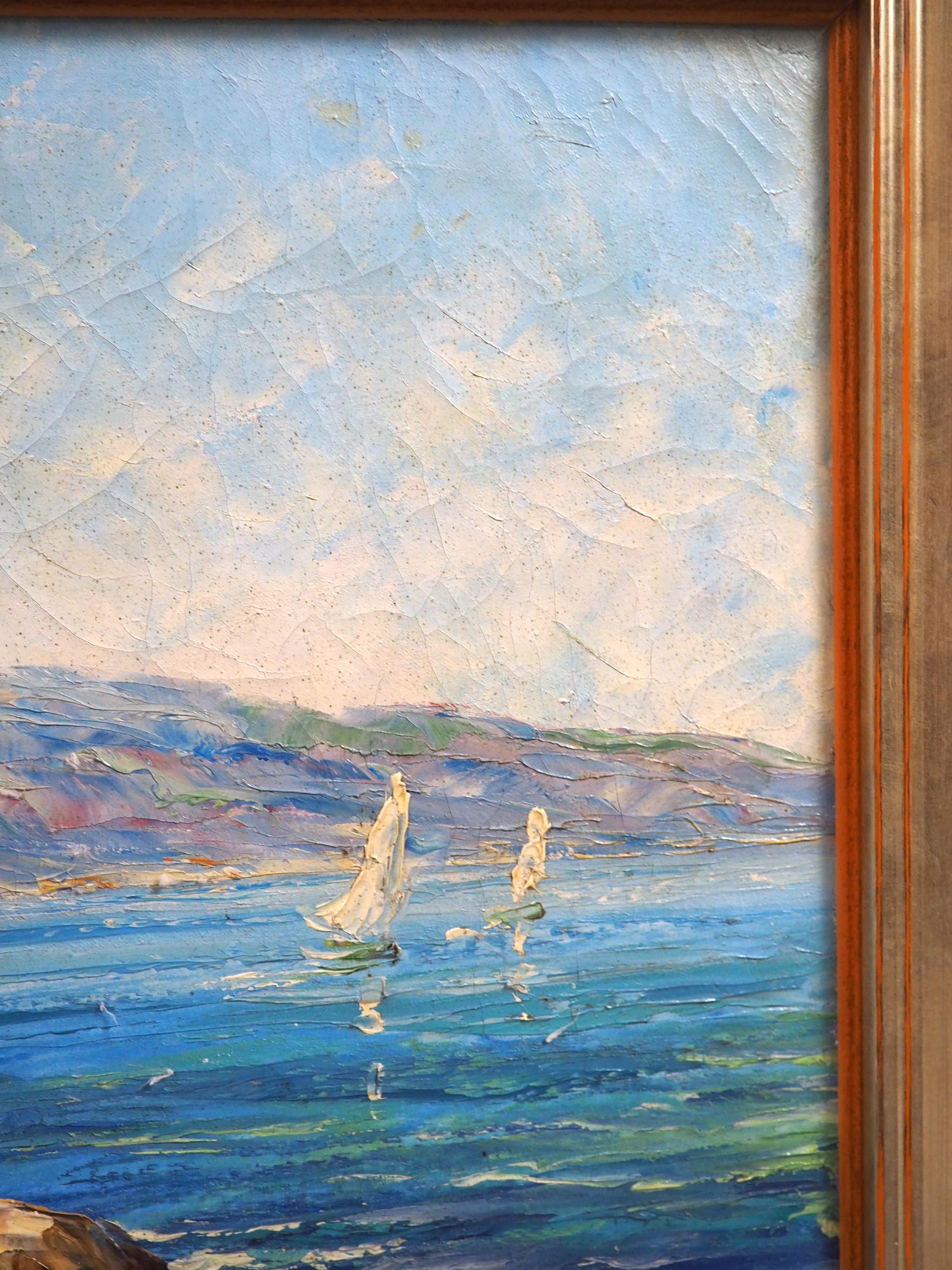 Ölgemälde von L'Esterel an der Côte d'Azur aus der Mitte des Jahrhunderts, P. Lemoine im Angebot 8